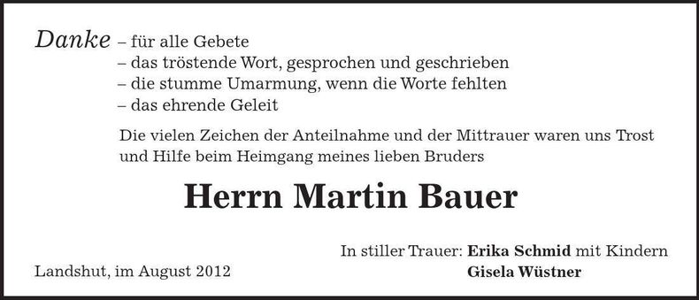 Traueranzeige Martin Bauer