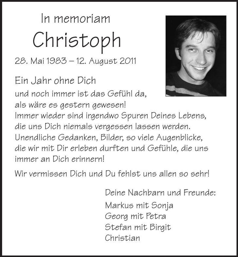 Traueranzeige Christoph Späth