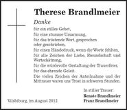 Traueranzeige Therese Brandlmeier