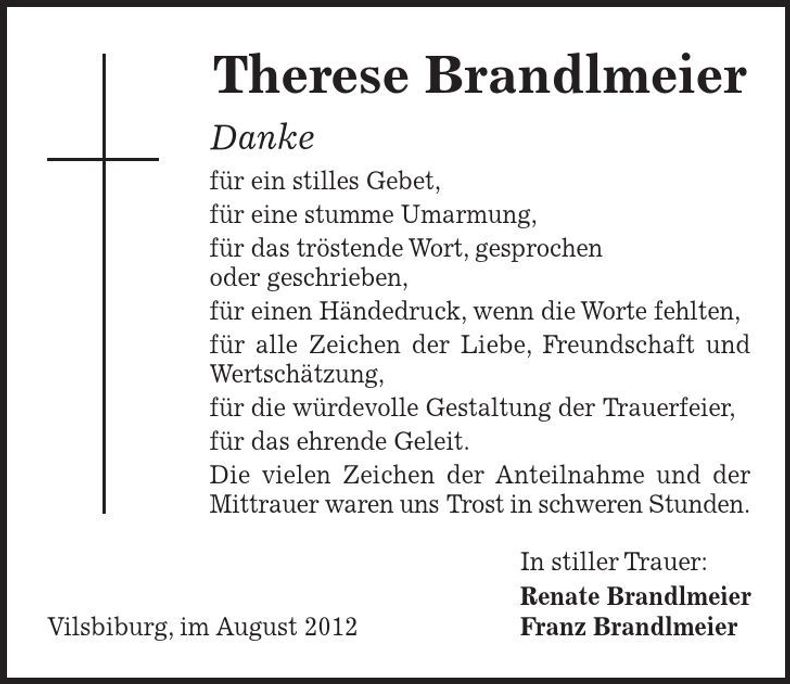 Traueranzeige Therese Brandlmeier