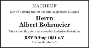 Traueranzeige Albert Rohrmeier