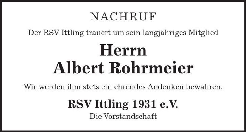 Traueranzeige Albert Rohrmeier