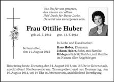 Traueranzeige Ottilie Huber