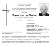 Traueranzeige Konrad Brehm