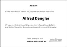 Traueranzeige Alfred Dengler