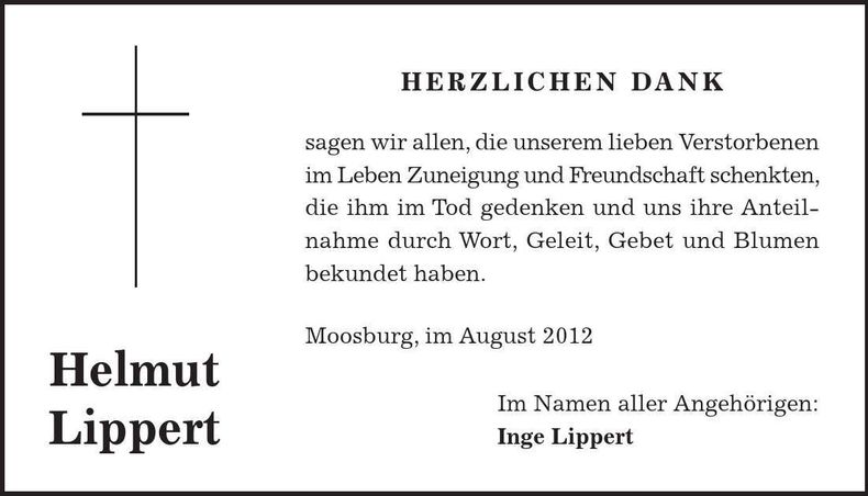 Traueranzeige Helmut Lippert