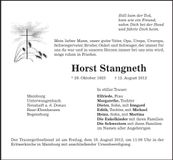 Traueranzeige Horst Stangneth