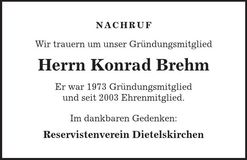 Traueranzeige Konrad Brehm