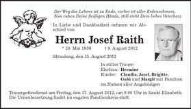 Traueranzeige Josef Raith