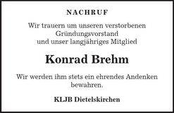 Traueranzeige Konrad Brehm