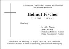 Traueranzeige Helmut Fischer