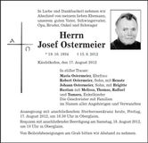 Traueranzeige Josef Ostermeier