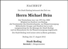 Traueranzeige Michael Bräu