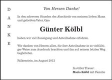 Traueranzeige Günter Kölbl