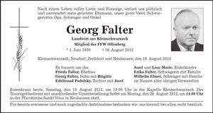 Traueranzeige Georg Falter