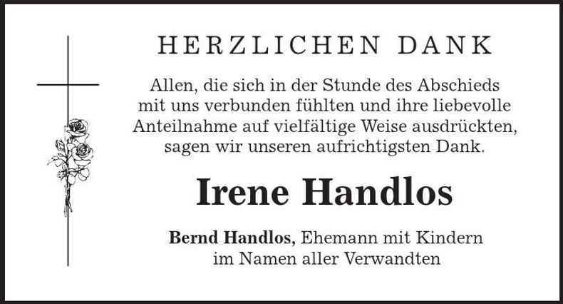 Traueranzeige Irene Handlos