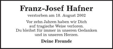Traueranzeige Franz-Josef Hafner