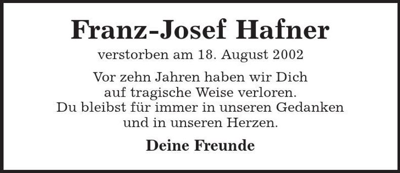 Traueranzeige Franz-Josef Hafner