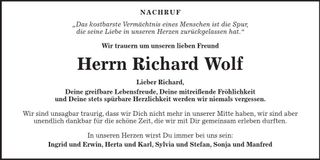 Traueranzeige Richard Wolf