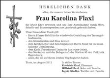 Traueranzeige Karolina Flaxl