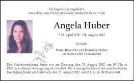 Traueranzeige Angela Huber