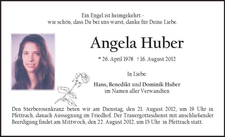 Traueranzeige Angela Huber