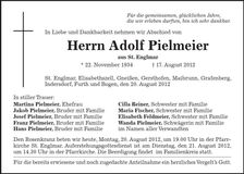 Traueranzeige Adolf Pielmeier
