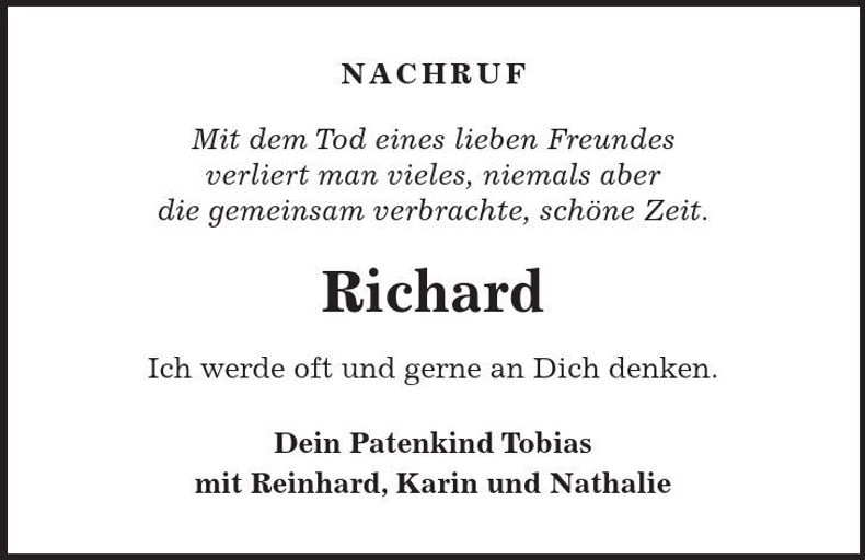 Traueranzeige Richard Wolf