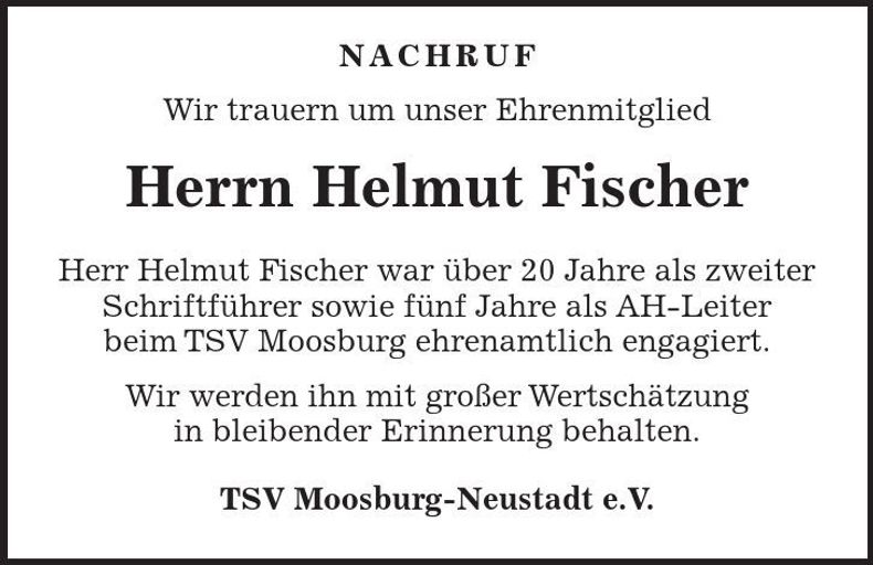 Traueranzeige Helmut Fischer
