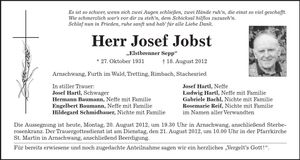 Traueranzeige Josef Jobst