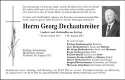 Traueranzeige Georg Dechantsreiter
