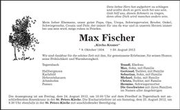 Traueranzeige Max Fischer