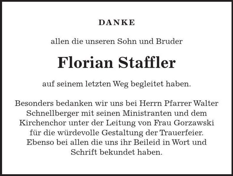 Traueranzeige Florian Staffler