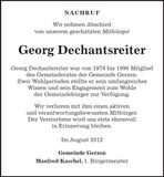 Traueranzeige Georg Dechantsreiter