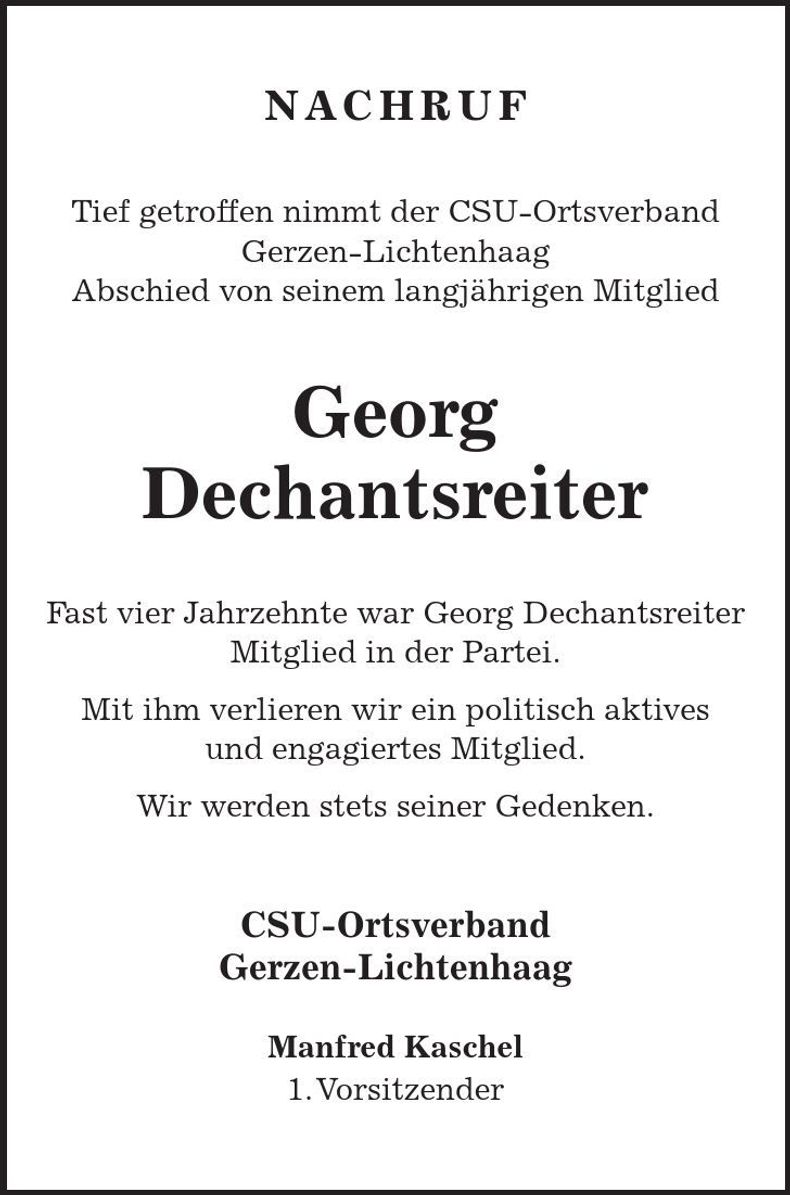 Traueranzeige Georg Dechantsreiter