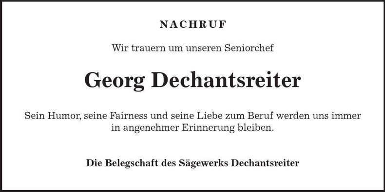 Traueranzeige Georg Dechantsreiter