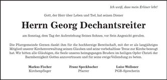 Traueranzeige Georg Dechantsreiter