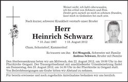 Traueranzeige Heinrich Schwarz