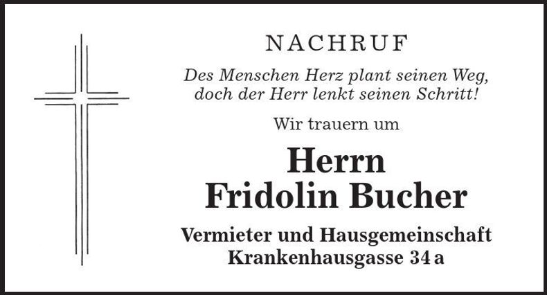 Traueranzeige Friedolin Bucher