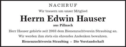 Traueranzeige Edwin Hauser