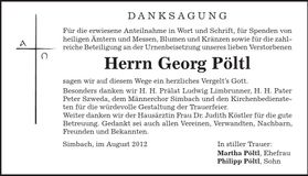 Traueranzeige Georg Pöltl