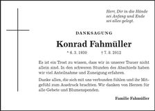 Traueranzeige Konrad Fahmüller