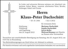 Traueranzeige Klaus-Peter Dachschütt