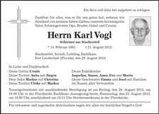 Traueranzeige Karl Vogl