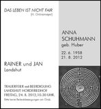 Traueranzeige Anna Schuhmann