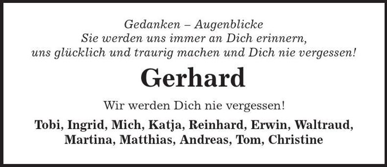 Traueranzeige Gerhard Winklmann