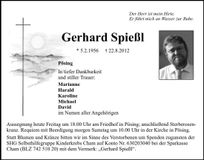 Traueranzeige Marianne Spießl