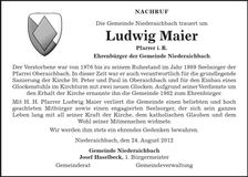 Traueranzeige Ludwig Maier