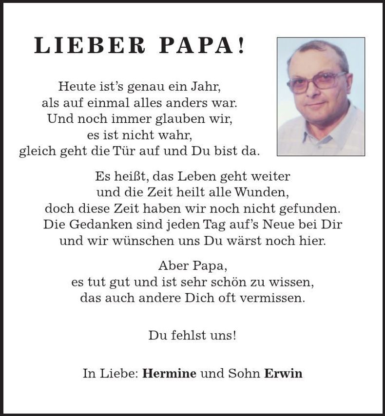 Traueranzeige Erwin Vorholzer