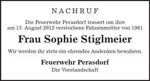 Traueranzeige Sophie Stiglmeier